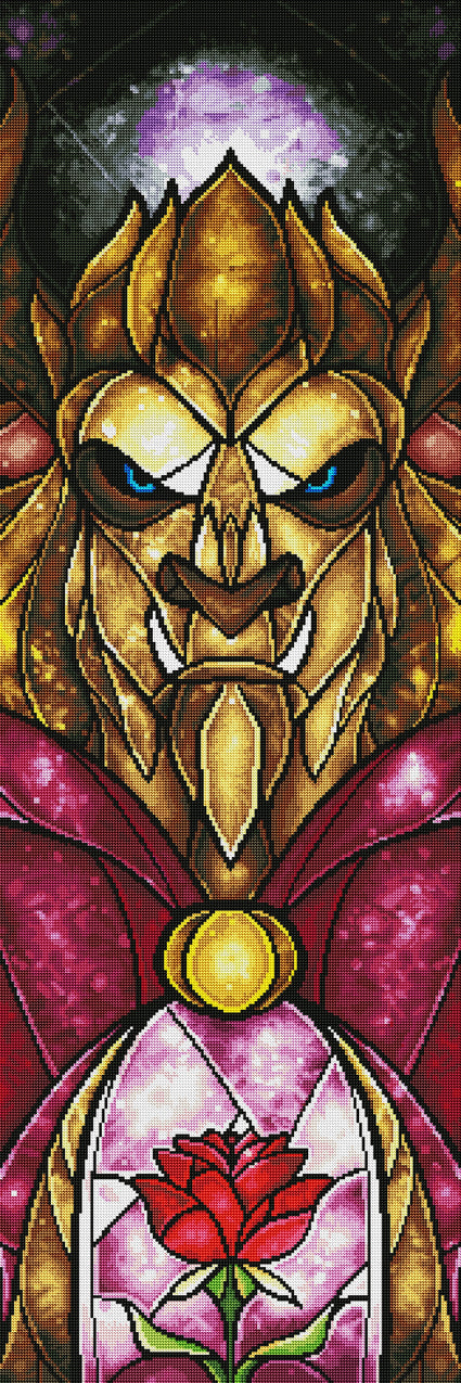 Diamond Painting The Beast 18" x 54″ (46cm x 137cm) / Round with 55 Colors including 3 ABs / 79,708