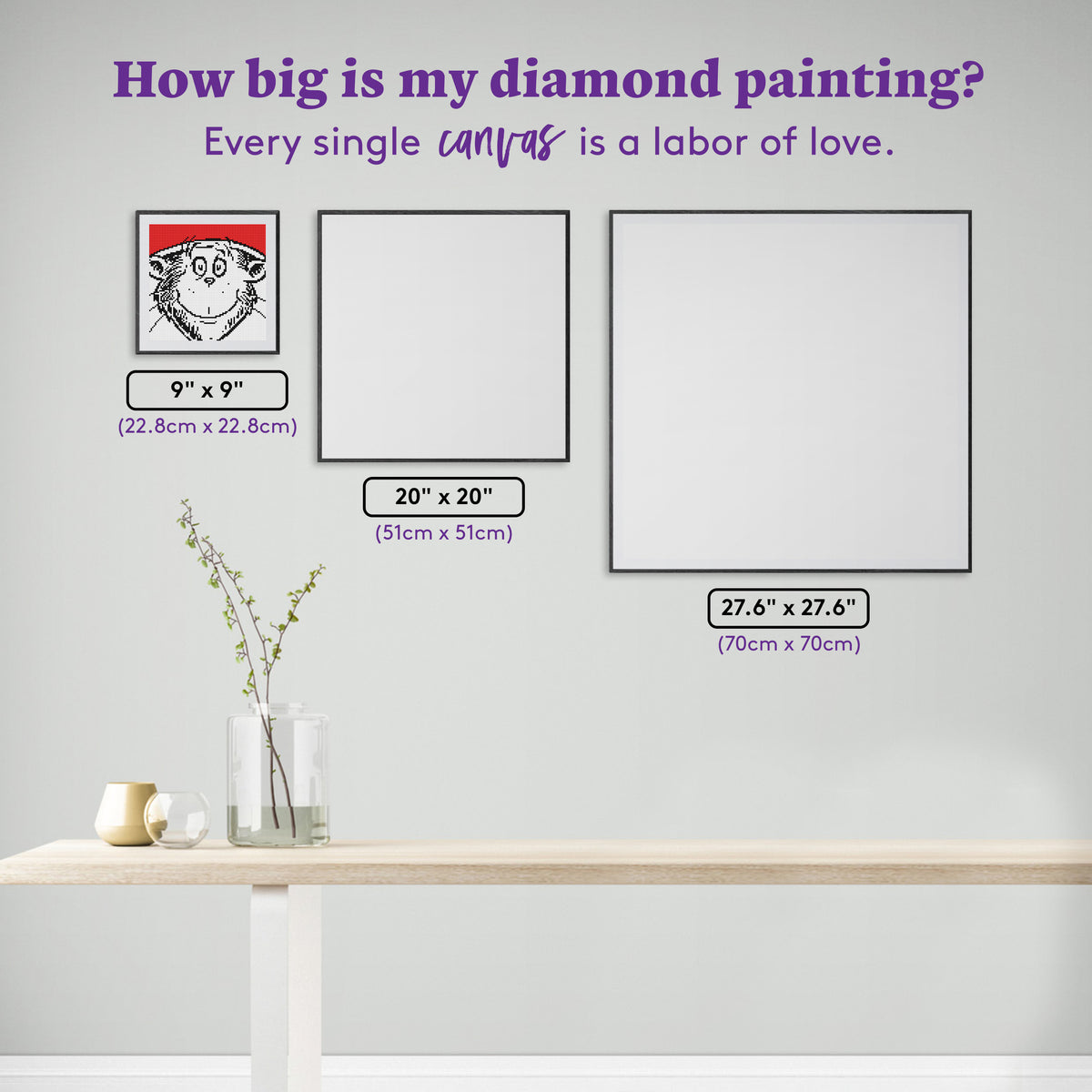 Diamond Painting The Cat 9" x 9" (22.8cm x 22.8cm) / Round with 3 Colors including 1 Fairy Dust Diamond / 6,889