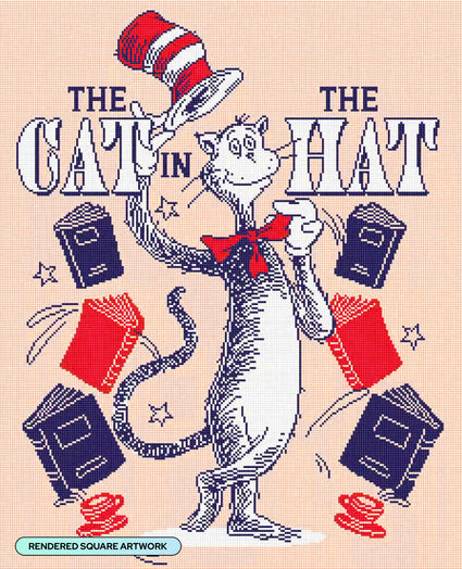 Diamond Painting The Cat in the Hat 22" x 27" (55.8cm x 68.7cm) / Square with 5 Colors including 1 AB and 1 Fairy Dust Diamond / 61,824