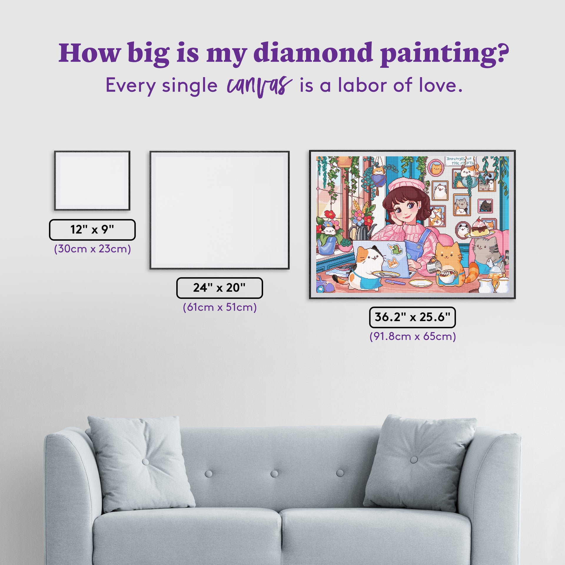 Diamond Painting The Cat's Meow Cafe 36.2" x 25.6" (91.8cm x 65cm) / Square with 60 Colors including 3 ABs and 5 Fairy Dust Diamonds / 96,309