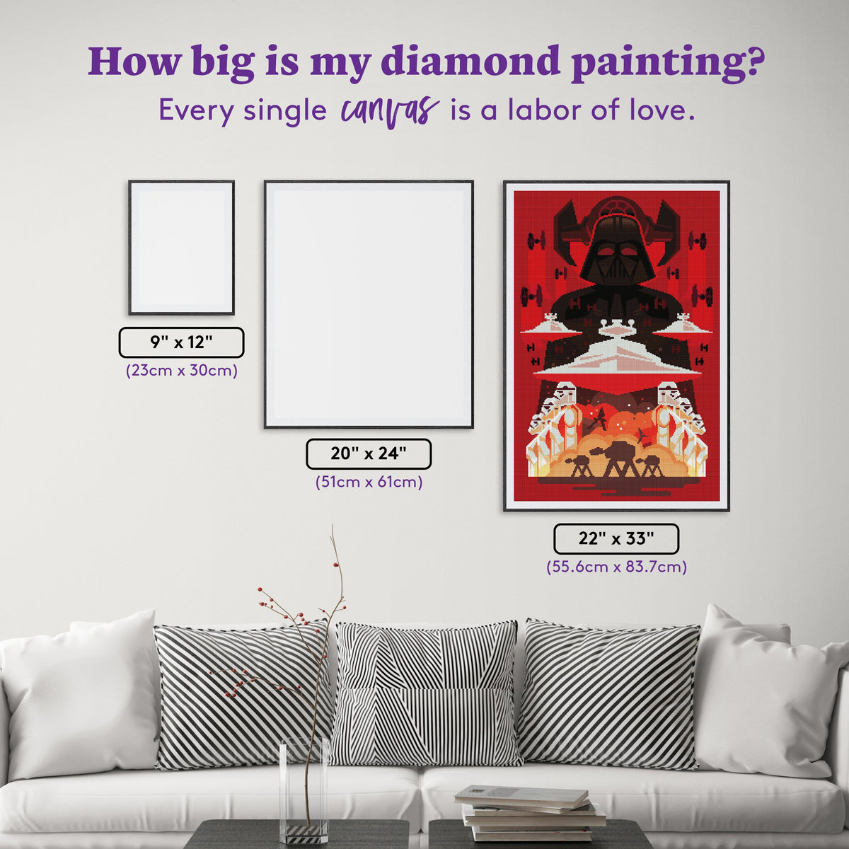 Diamond Painting The Dark Side 22" x 33" (55.6cm x 83.7cm) / Round with 25 Colors including 2 Special Diamonds and 3 Fairy Dust Diamonds / 61,408