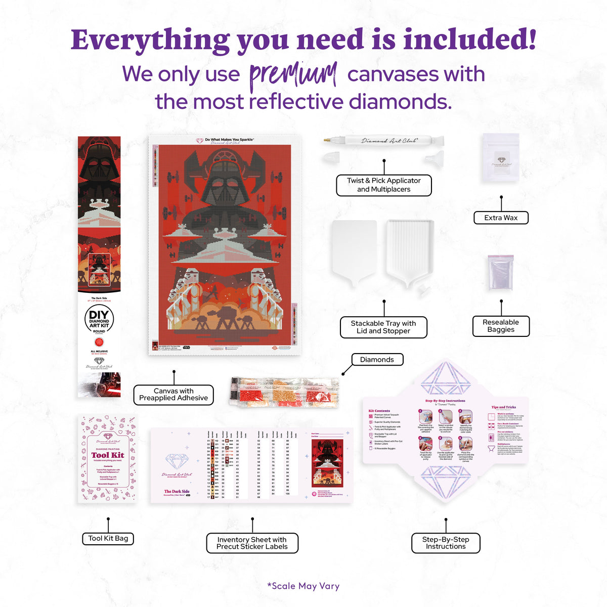 Diamond Painting The Dark Side 22" x 33" (55.6cm x 83.7cm) / Round with 25 Colors including 2 Special Diamonds and 3 Fairy Dust Diamonds / 61,408