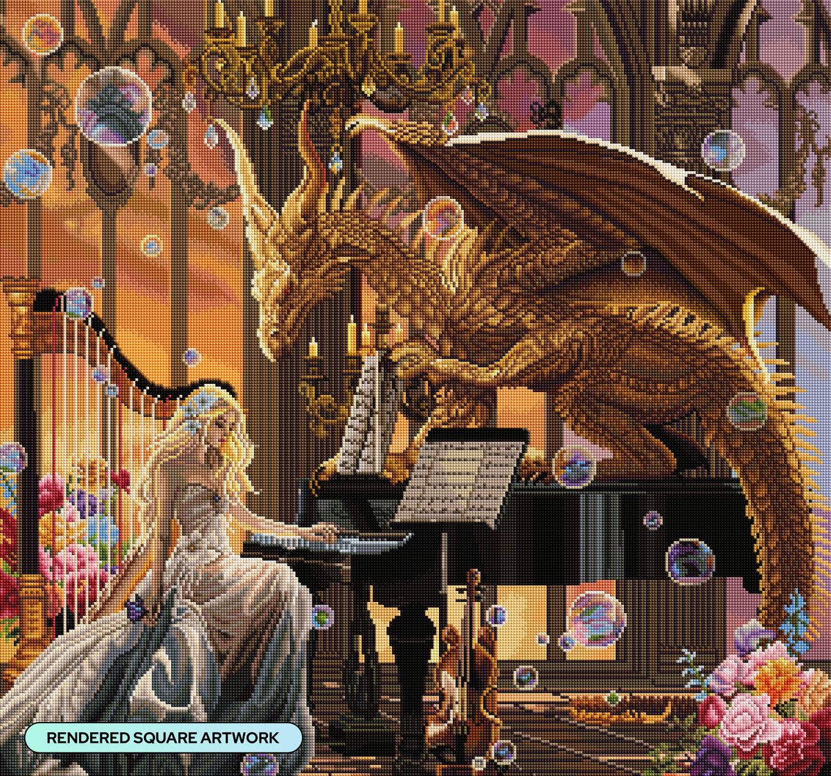 Diamond Painting The Dragon Virtuoso 29.5" x 27.6" (74.9cm x 69.9cm) / Square with 67 Colors including 2 ABs and 3 Fairy Dust Diamonds / 84,581