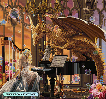 Diamond Painting The Dragon Virtuoso 29.5" x 27.6" (74.9cm x 69.9cm) / Square with 67 Colors including 2 ABs and 3 Fairy Dust Diamonds / 84,581