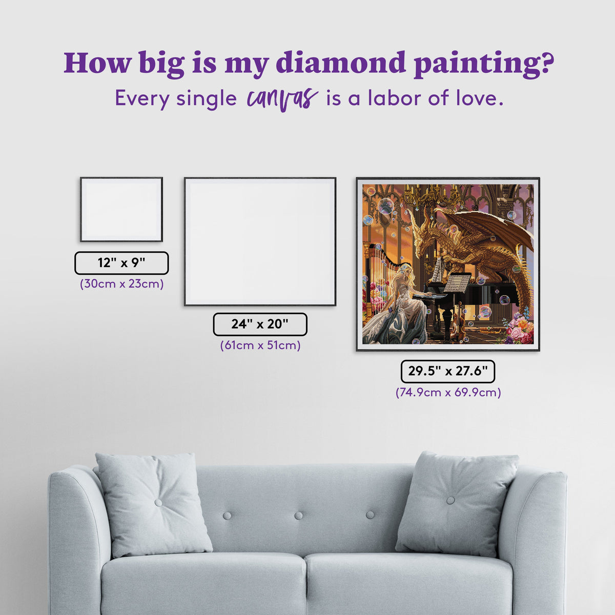 Diamond Painting The Dragon Virtuoso 29.5" x 27.6" (74.9cm x 69.9cm) / Square with 67 Colors including 2 ABs and 3 Fairy Dust Diamonds / 84,581