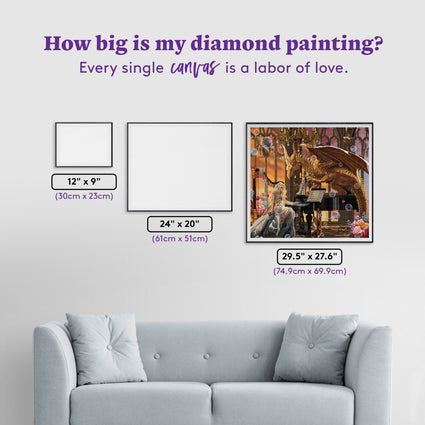 Diamond Painting The Dragon Virtuoso 29.5" x 27.6" (74.9cm x 69.9cm) / Square with 67 Colors including 2 ABs and 3 Fairy Dust Diamonds / 84,581