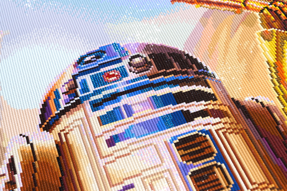 Diamond Painting The Droids 25.6" x 28.7" (65cm x 73cm) / Square with 78 Colors including 2 ABs and 2 Electro Diamond and 1 Iridescent Diamond and 2 Fairy Dust Diamonds / 76,473
