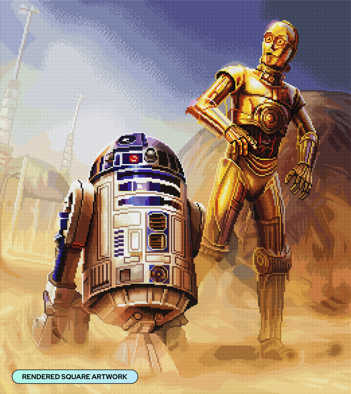 Diamond Painting The Droids 25.6" x 28.7" (65cm x 73cm) / Square with 78 Colors including 2 ABs and 2 Electro Diamond and 1 Iridescent Diamond and 2 Fairy Dust Diamonds / 76,473