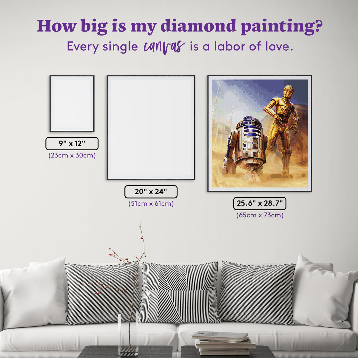 Diamond Painting The Droids 25.6" x 28.7" (65cm x 73cm) / Square with 78 Colors including 2 ABs and 2 Electro Diamond and 1 Iridescent Diamond and 2 Fairy Dust Diamonds / 76,473
