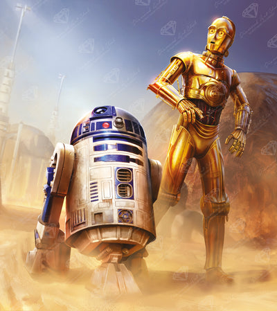 Diamond Painting The Droids 25.6" x 28.7" (65cm x 73cm) / Square with 78 Colors including 2 ABs and 2 Electro Diamond and 1 Iridescent Diamond and 2 Fairy Dust Diamonds / 76,473