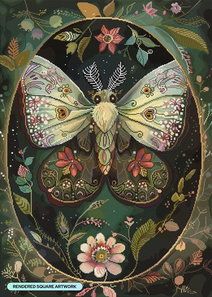 Diamond Painting The Enchanted Moth 25.6" x 35.8" (65cm x 90.8cm) / Square with 92 Colors including 1 AB and 4 Fairy Dust Diamonds / 95,265