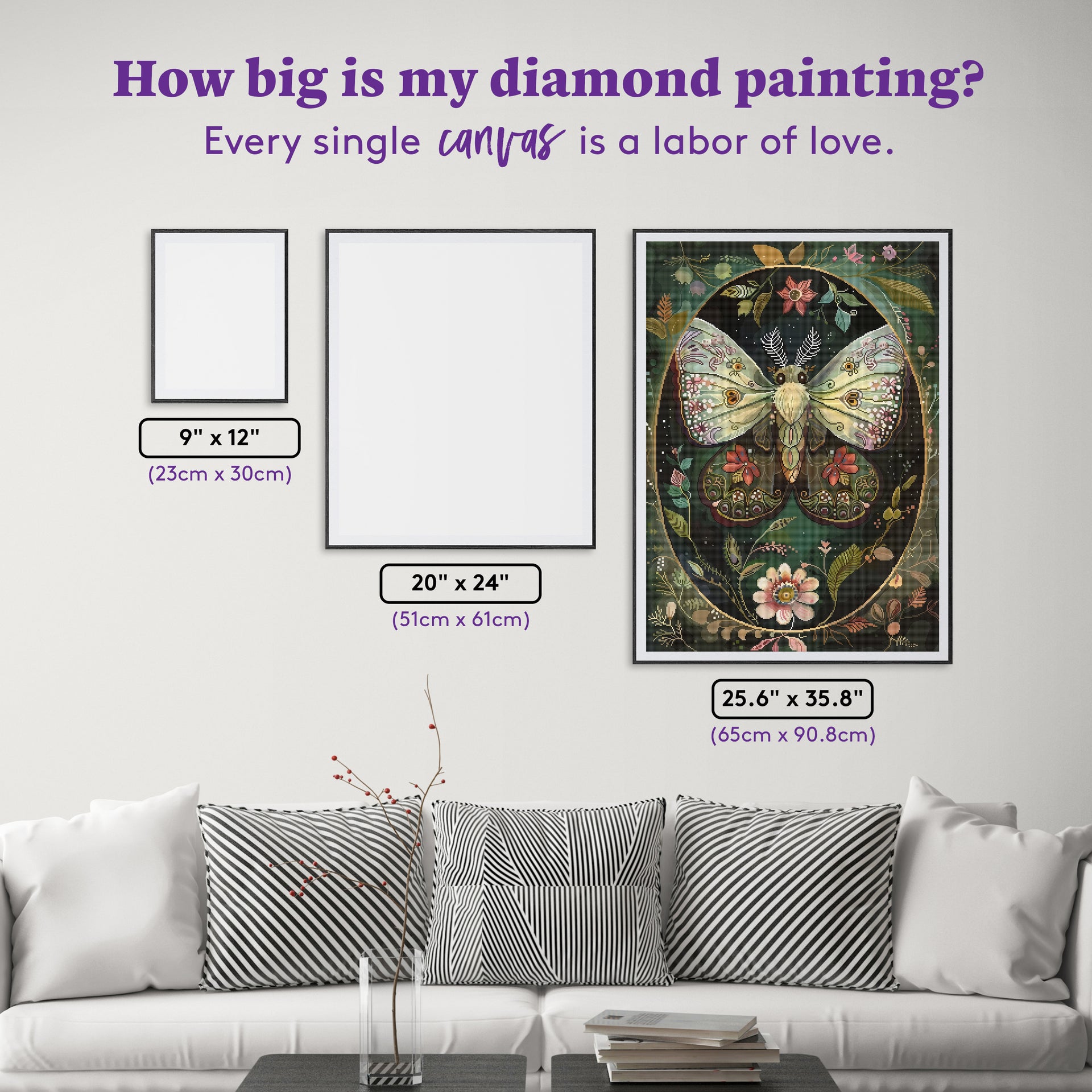 Diamond Painting The Enchanted Moth 25.6" x 35.8" (65cm x 90.8cm) / Square with 92 Colors including 1 AB and 4 Fairy Dust Diamonds / 95,265