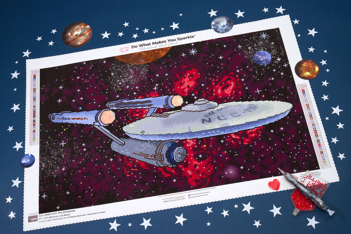 Diamond Painting The Enterprise 27" x 17" (68.7cm x 42.8cm) / Square with 35 Colors Including 1 AB, 2 Fairy Dust Diamonds and 1 Iridescent Diamonds / 47,472
