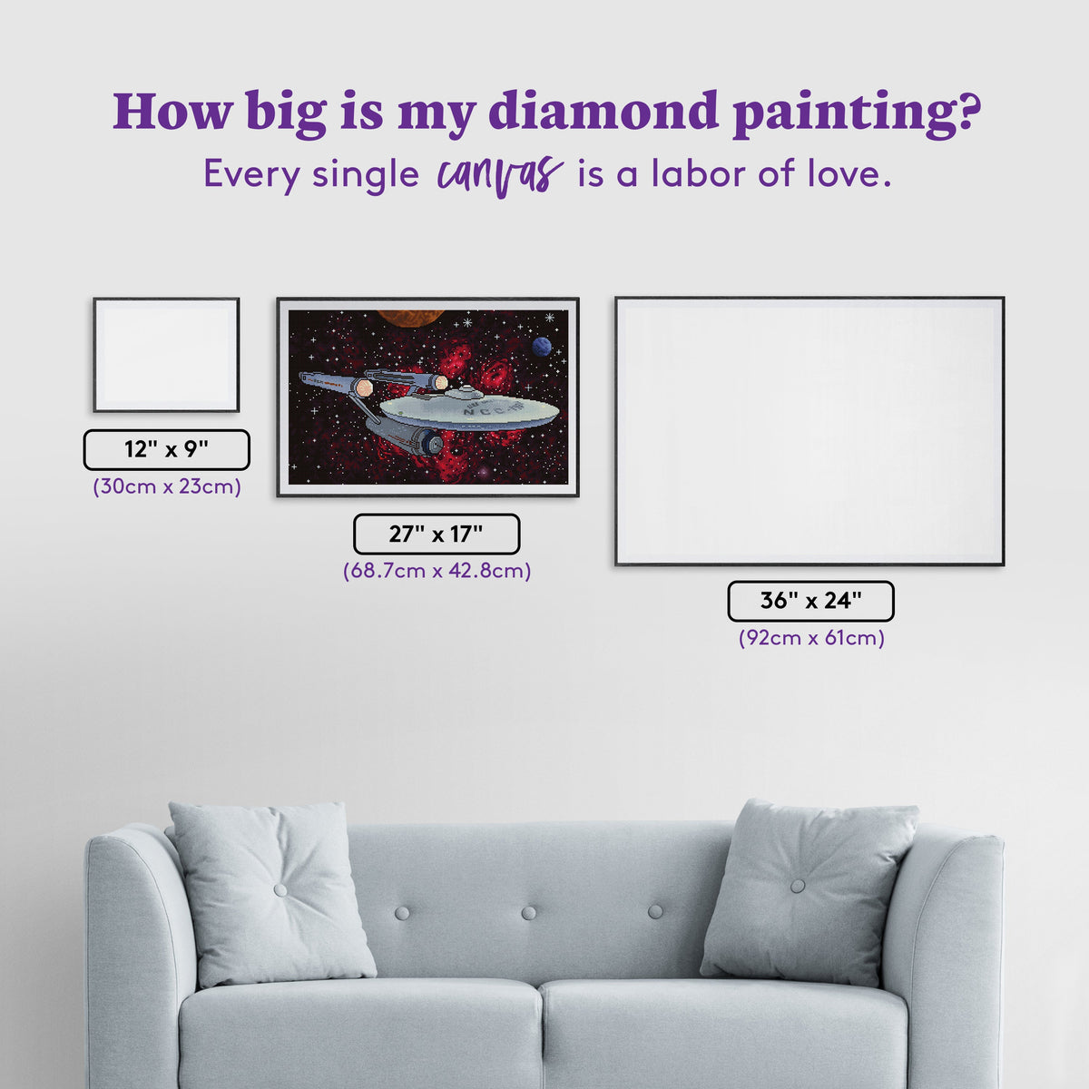 Diamond Painting The Enterprise 27" x 17" (68.7cm x 42.8cm) / Square with 35 Colors Including 1 AB and 2 Fairy Dust Diamonds and 1 Iridescent Diamonds / 47,472