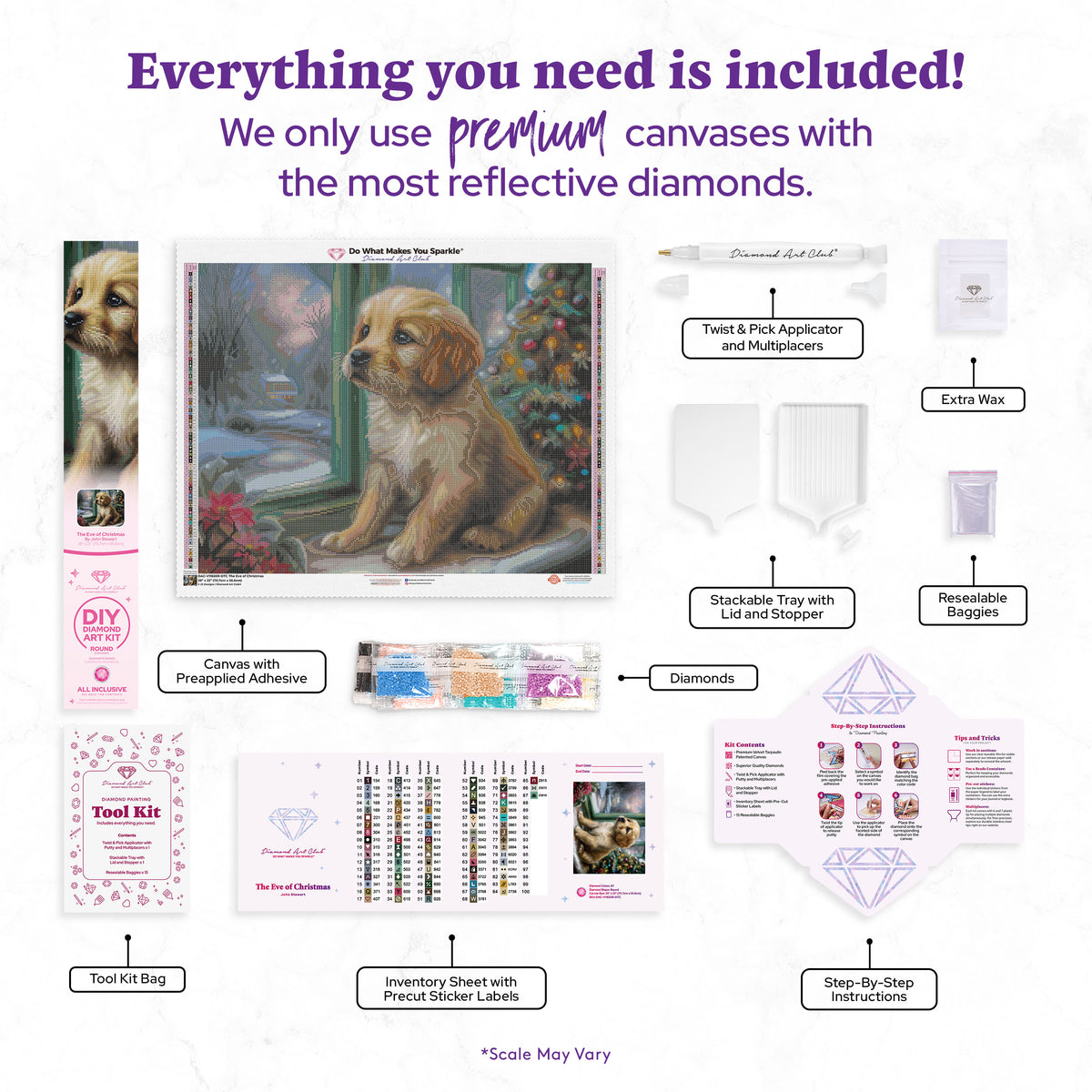 Diamond Painting The Eve of Christmas 28" x 22" (70.7cm x 55.6cm) / Round with 87 Colors including 1 AB and 1 Iridescent Diamond and 4 Fairy Dust Diamonds / 51,914