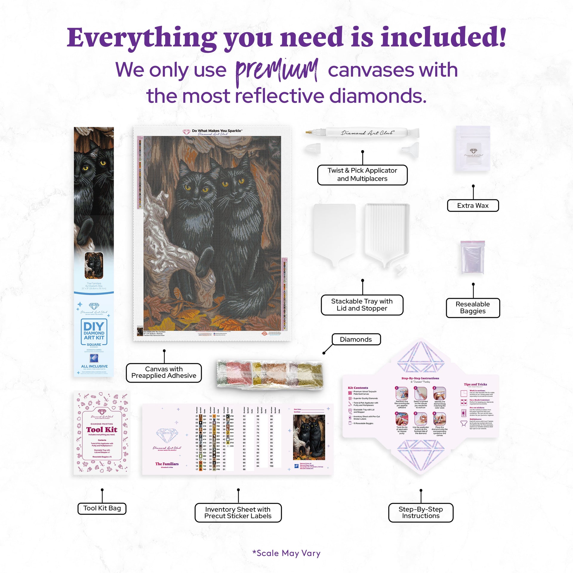 Diamond Painting The Familiars 22" x 31" (55.8cm x 78.7cm) / Square with 44 Colors including 2 ABs and 3 Fairy Dust Diamonds / 70,784