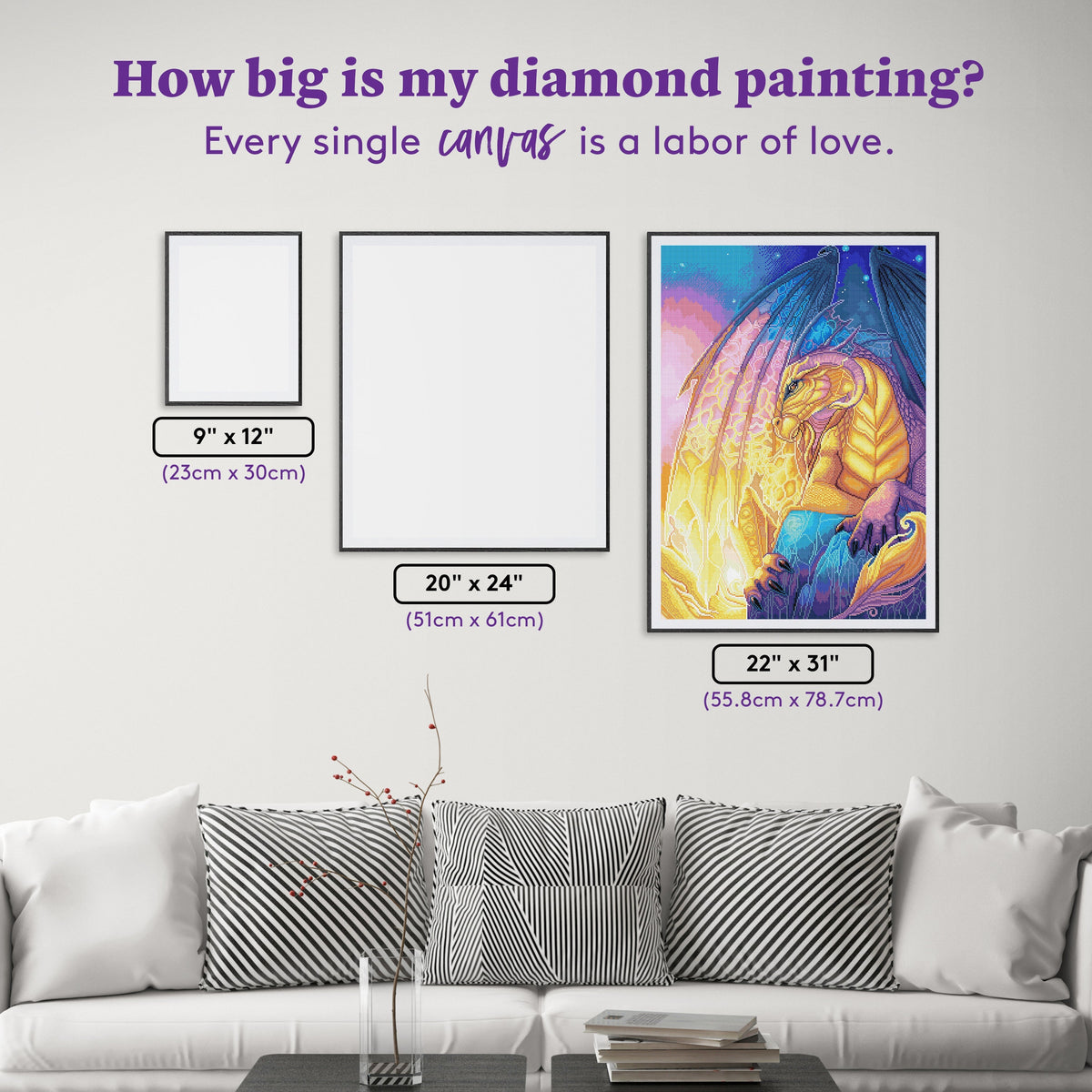 Diamond Painting The First Dragon 22" x 31" (55.8cm x 78.7cm) / Square With 55 Colors Including 2 ABs and 2 Fairy Dust Diamonds / 70,784