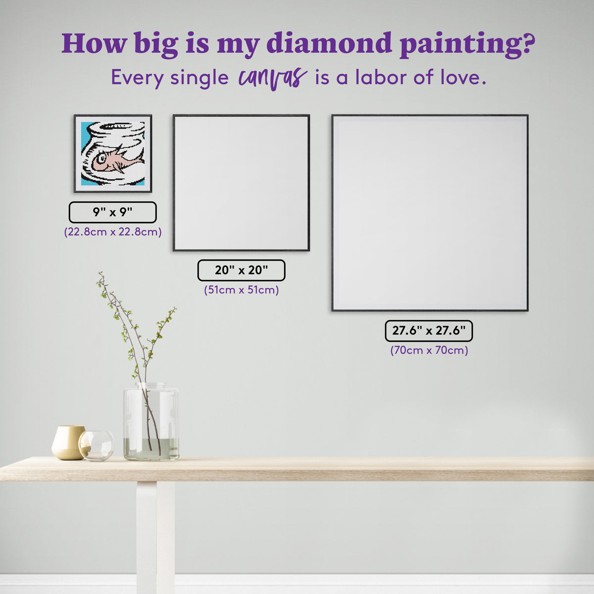 Diamond Painting The Fish 9" x 9" (22.8cm x 22.8cm) / Round with 4 Colors including 1 AB and 1 Fairy Dust Diamond / 6,889