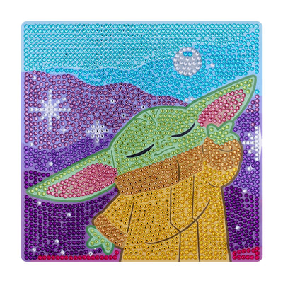 Diamond Painting The Force Master (Grogu) - Easy Gem™ Sparkle Boards 9" x 9" (22cm x 22cm) / Round with 11 Colors including 11 Iridescent Diamonds / 2,305