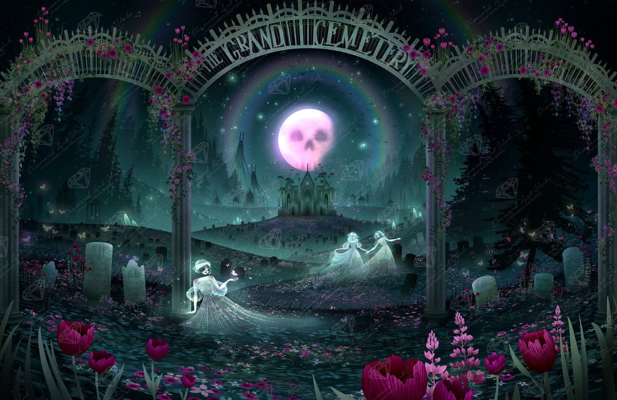 Diamond Painting The Grand Cemetery 42.5" x 27.6" (107.8cm x 69.9cm) / Square with 83 Colors including 4 ABs and 4 Fairy Dust Diamonds / 121,673