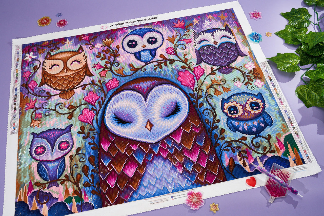 Diamond Painting The Great Big Owl 32.3" x 25.6" (82cm x 65cm) / Square with 56 Colors including 2 ABs and 2 Fairy Dust Diamonds / 85,869