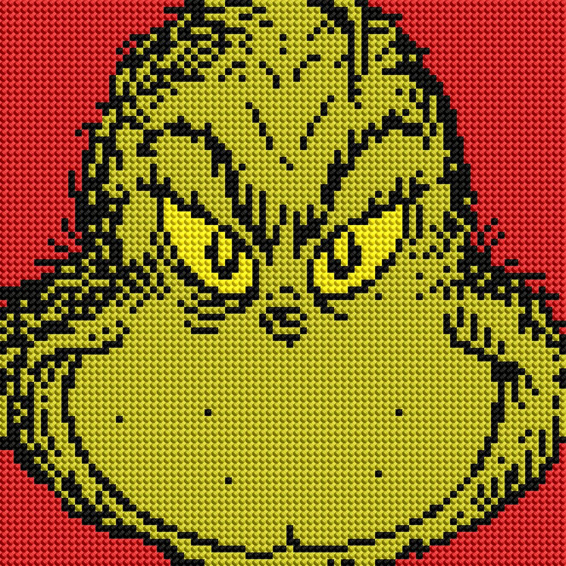 Diamond Painting The Grinch 9" x 9" (22.8cm x 22.8cm) / Round with 4 Colors including 2 Fairy Dust Diamonds / 6,889
