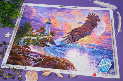 Diamond Painting The Guiding Light 37" x 27.6" (93.8cm x 69.9cm) / Square with 91 Colors including 4 ABs and 4 Fairy Dust Diamonds / 105,937