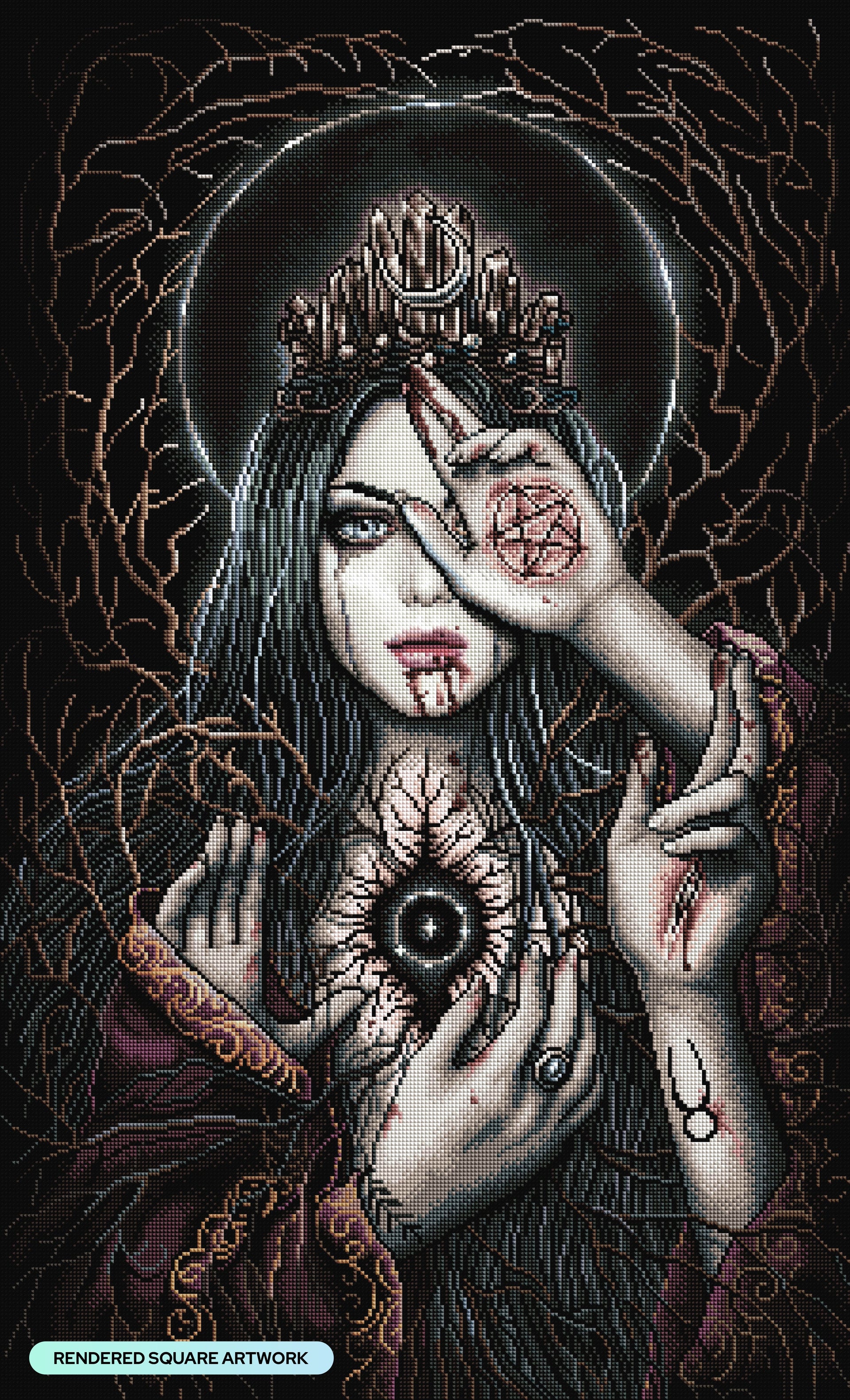 Diamond Painting The High Priestess 22" x 36" (55.8cm x 91.9cm) / Square with 63 Colors including 2 ABs and 1 Iridescent Diamond and 1 Fairy Dust Diamond / 82,656