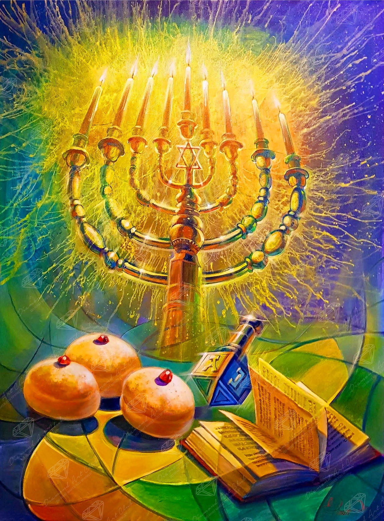Diamond Painting The Jewish Festival of Lights 22" x 30" (55.8cm x 75.7cm) / Square With 59 Colors Including 3 ABs and 2 Fairy Dust Diamonds / 68,096