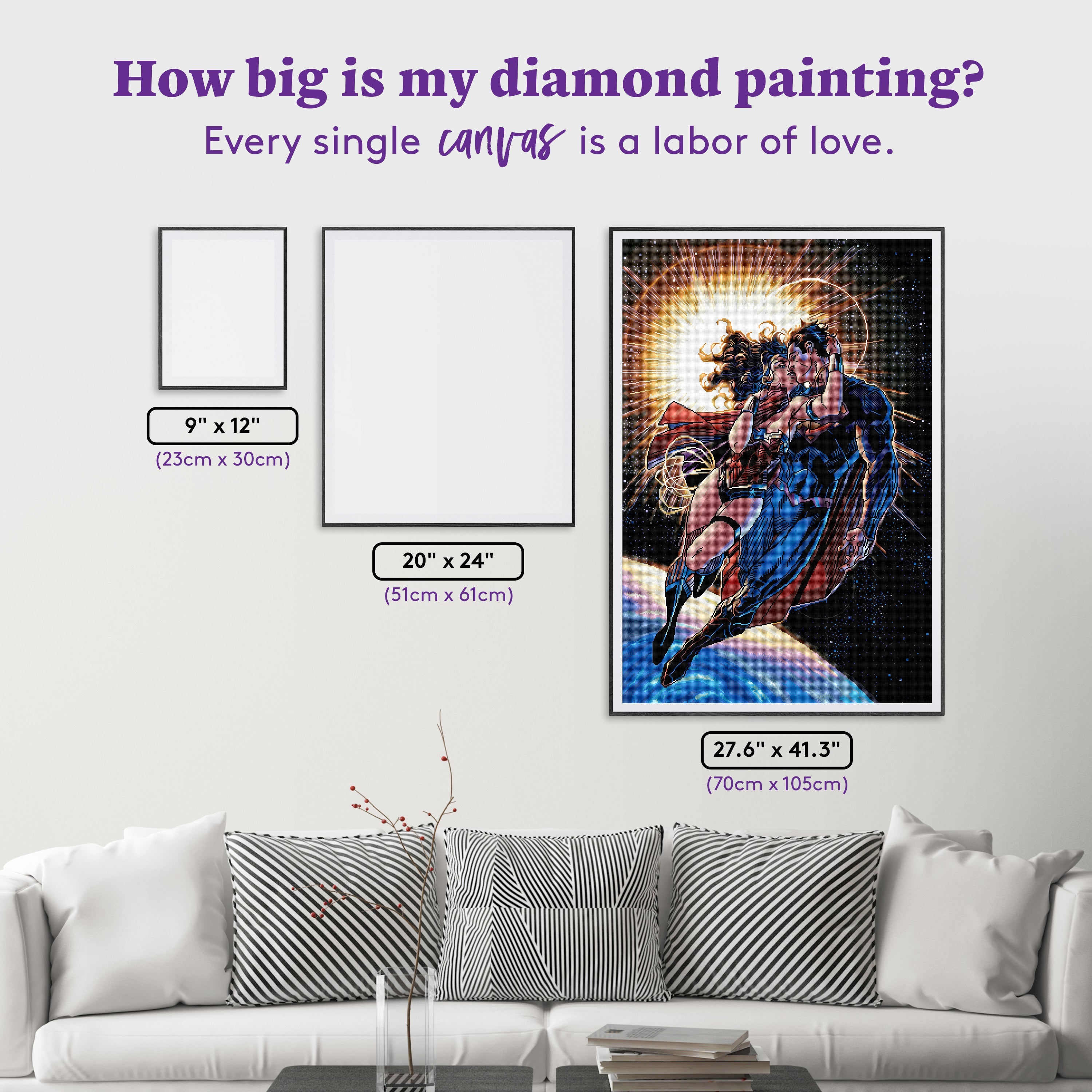 ダイヤモンドアートクラブ　キス Superman and Wonder Woman Art Diamond Painting | Diamond Art Club®