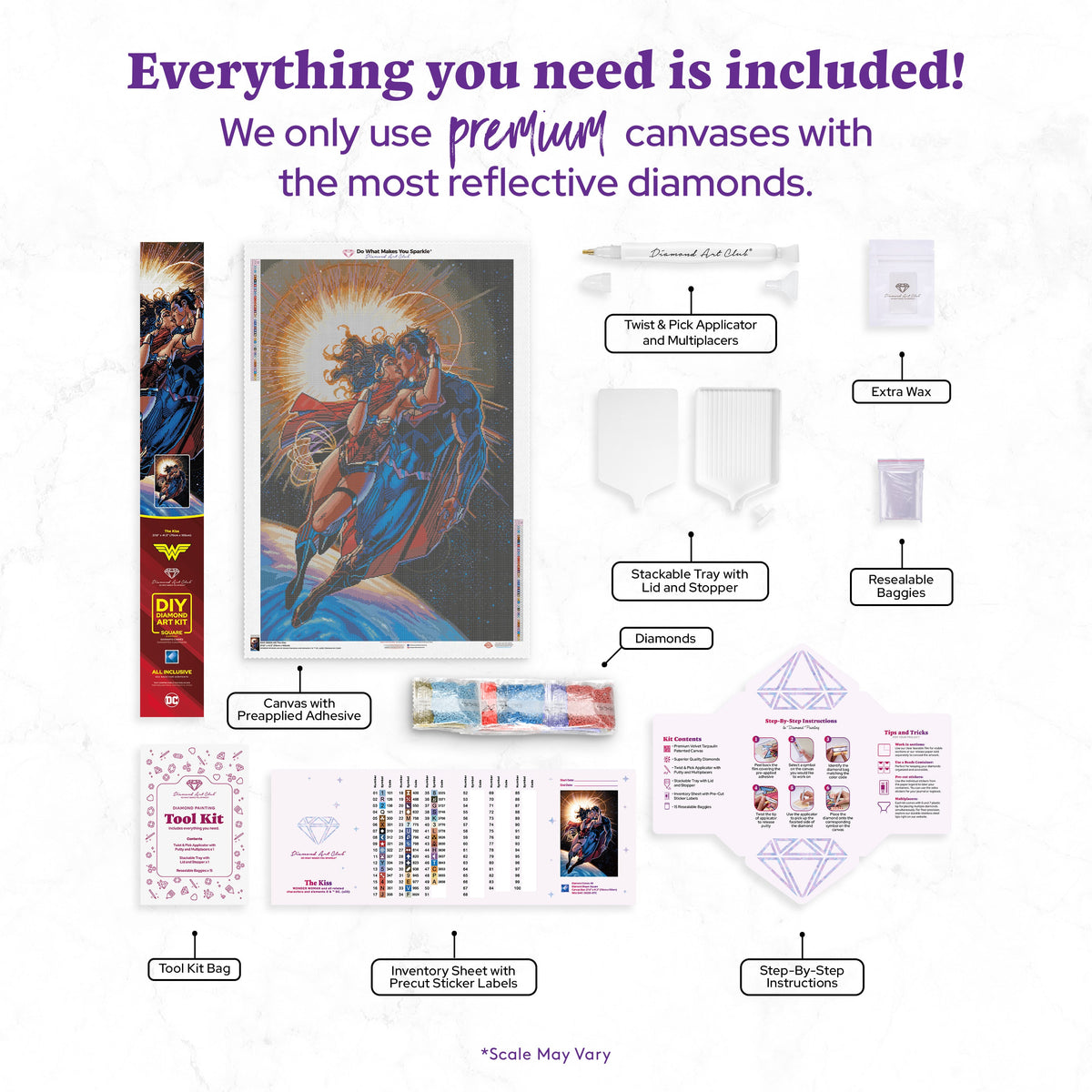 Diamond Painting The Kiss 27.6" x 41.3″ (70cm x 105cm) / Square with 49 Colors including 4 ABs / 115,232