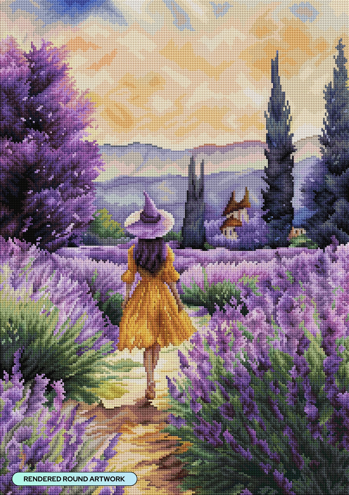 Diamond Painting The Lavender Witch in Summer 22" x 31" (55.6cm x 78.7cm) / Round with 61 Colors including 3 ABs and 2 Fairy Dust Diamonds / 57,772