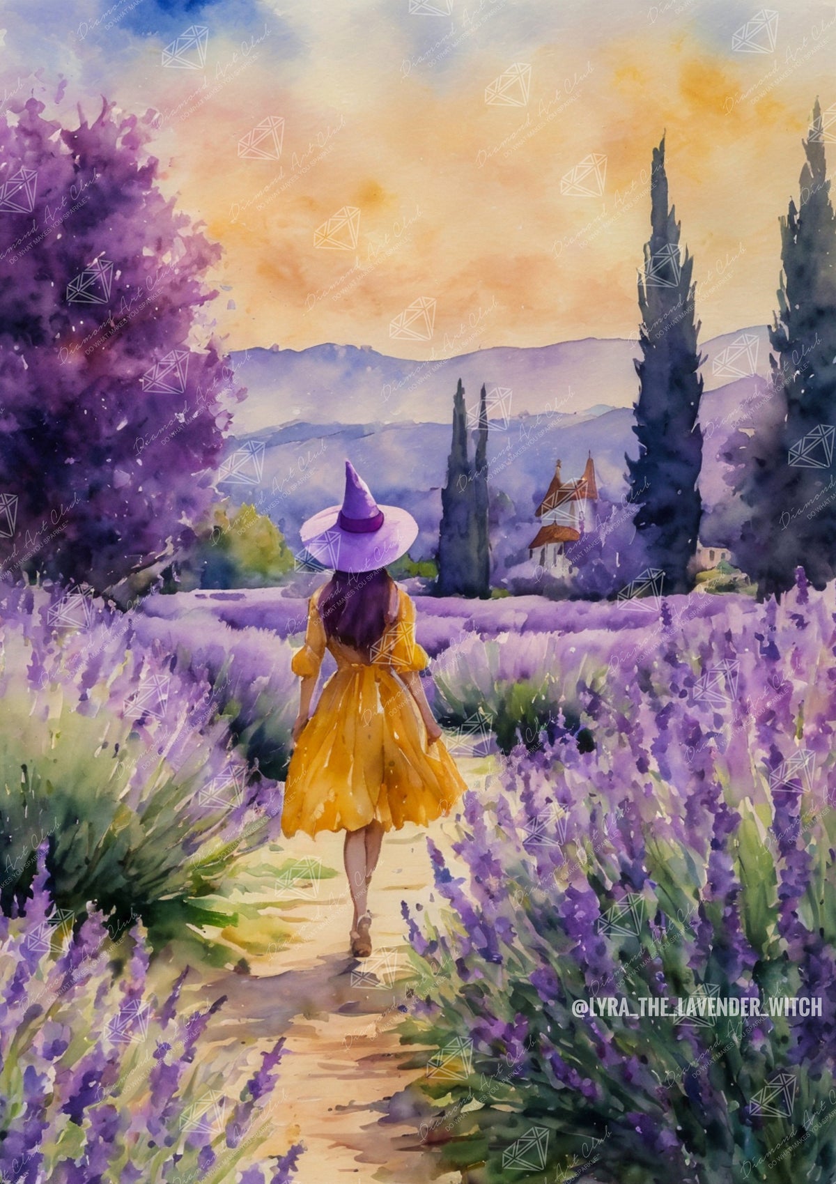 Diamond Painting The Lavender Witch in Summer 22" x 31" (55.6cm x 78.7cm) / Round with 61 Colors including 3 ABs and 2 Fairy Dust Diamonds / 57,772