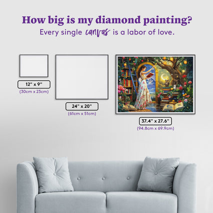 Diamond Painting The Librarian 37.4" x 27.6" (94.8cm x 69.9cm) / Square with 92 Colors including 3 ABs and 3 Fairy Dust Diamonds / 107,061