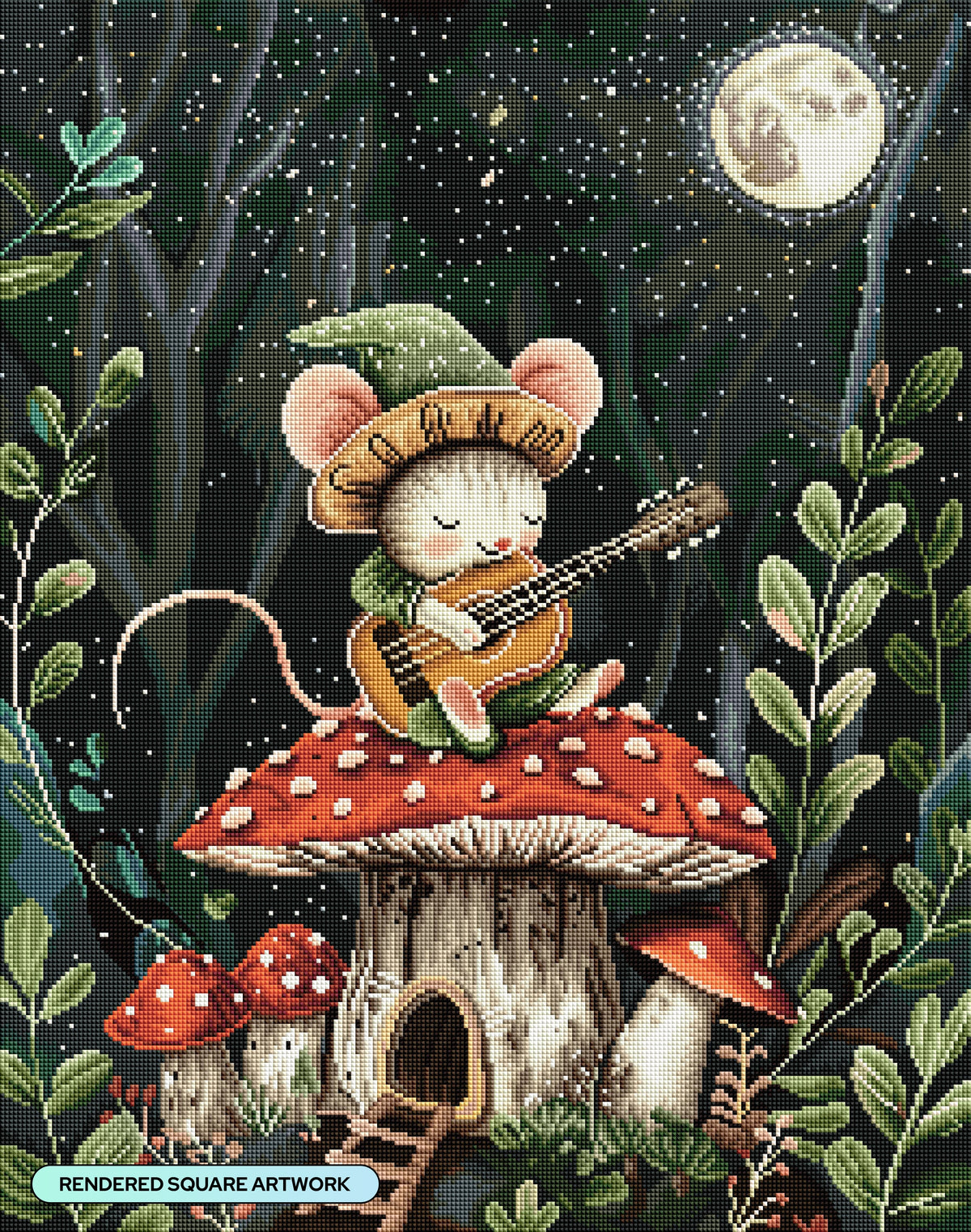 Diamond Painting The Light of the Silvery Moon 22" x 28" (56cm x 71cm) / Square with 56 Colors including 3 ABs and 1 Fairy Dust Diamond / 63,616