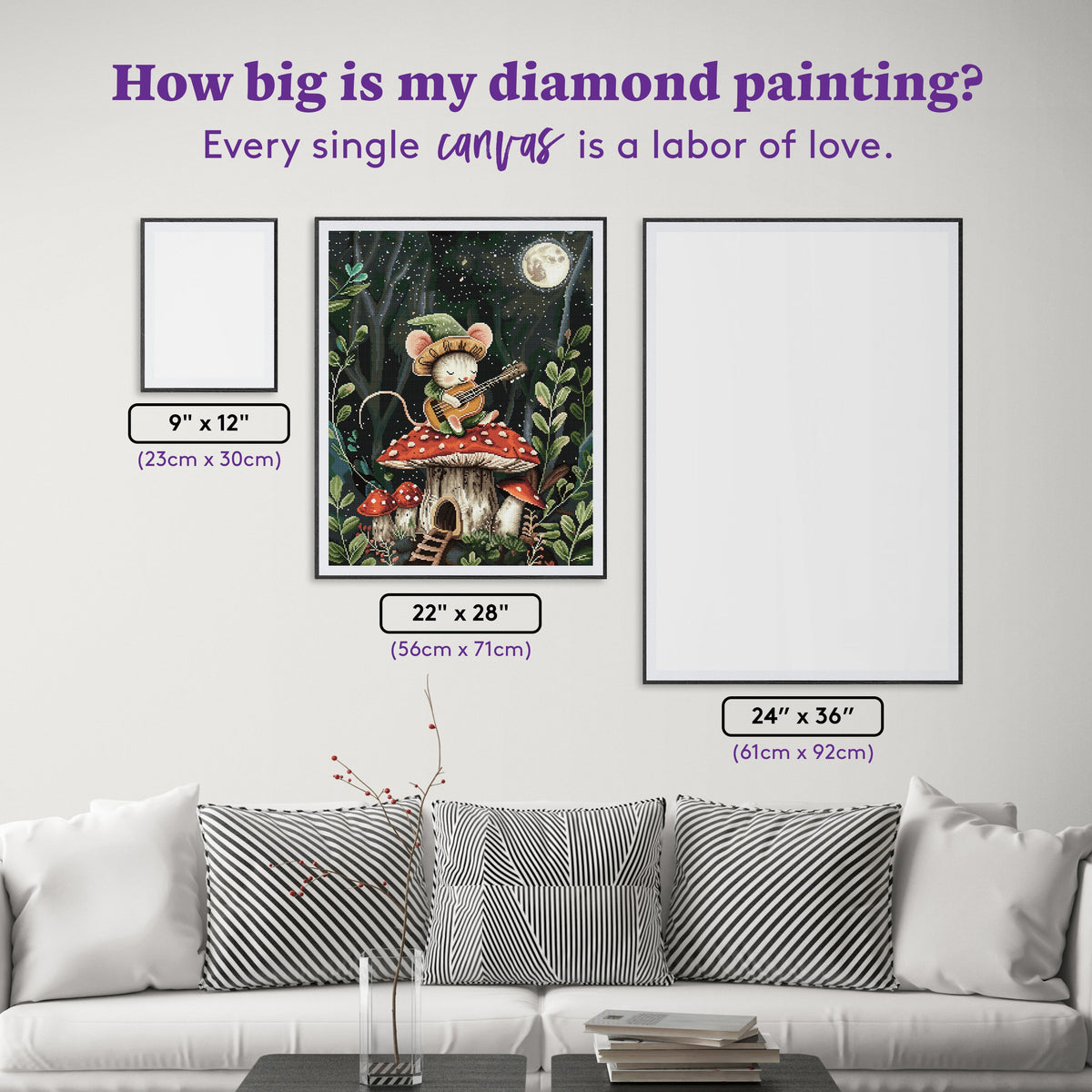 Diamond Painting The Light of the Silvery Moon 22" x 28" (56cm x 71cm) / Square with 56 Colors including 3 ABs and 1 Fairy Dust Diamond / 63,616