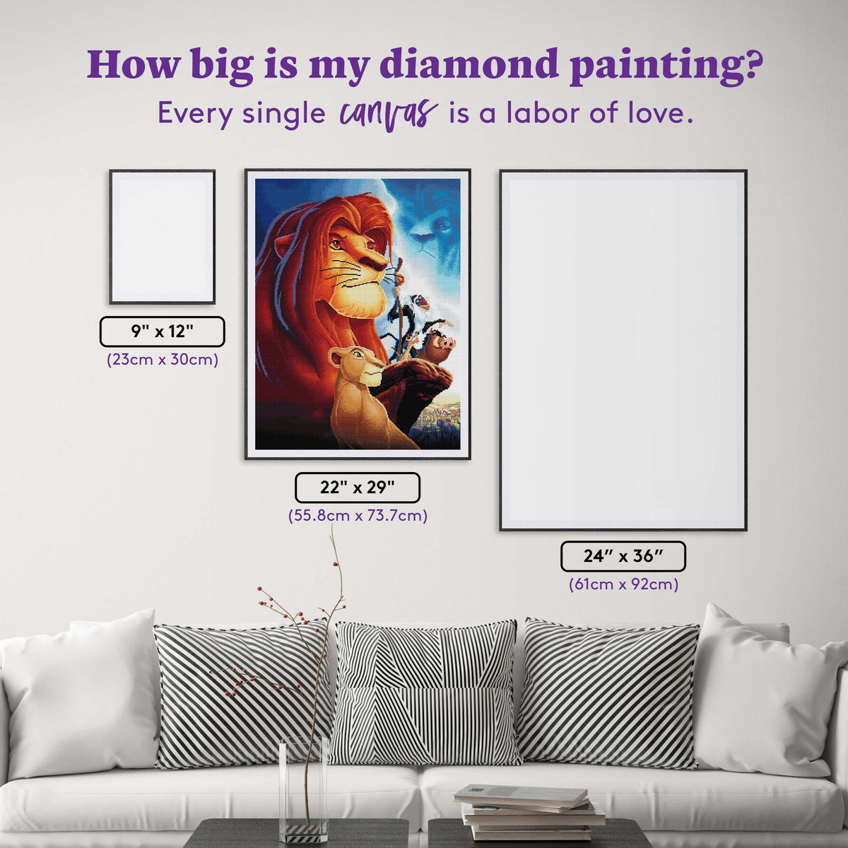 Diamond Painting The Lion King 22" x 29" (55.8cm x 73.7cm) / Square with 75 Colors including 7 Fairy Dust Diamonds / 66,304