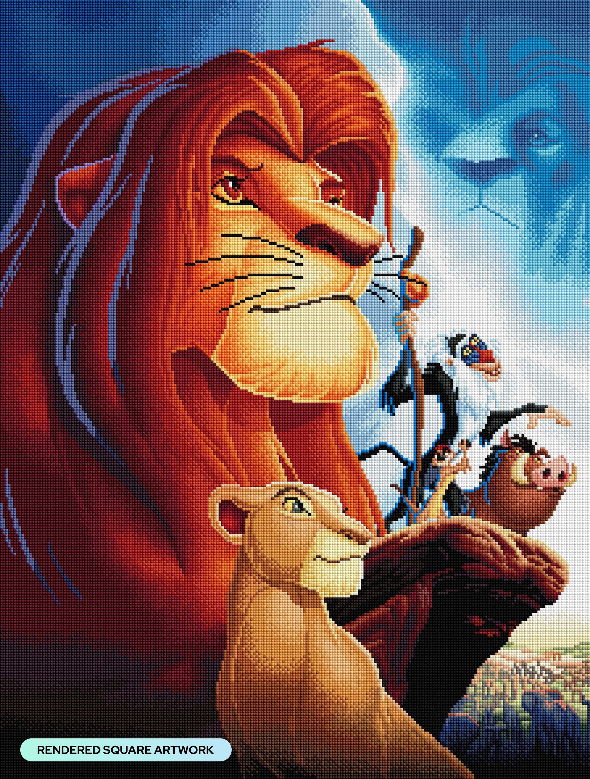 Diamond Painting The Lion King 22" x 29" (55.8cm x 73.7cm) / Square with 75 Colors including 7 Fairy Dust Diamonds / 66,304