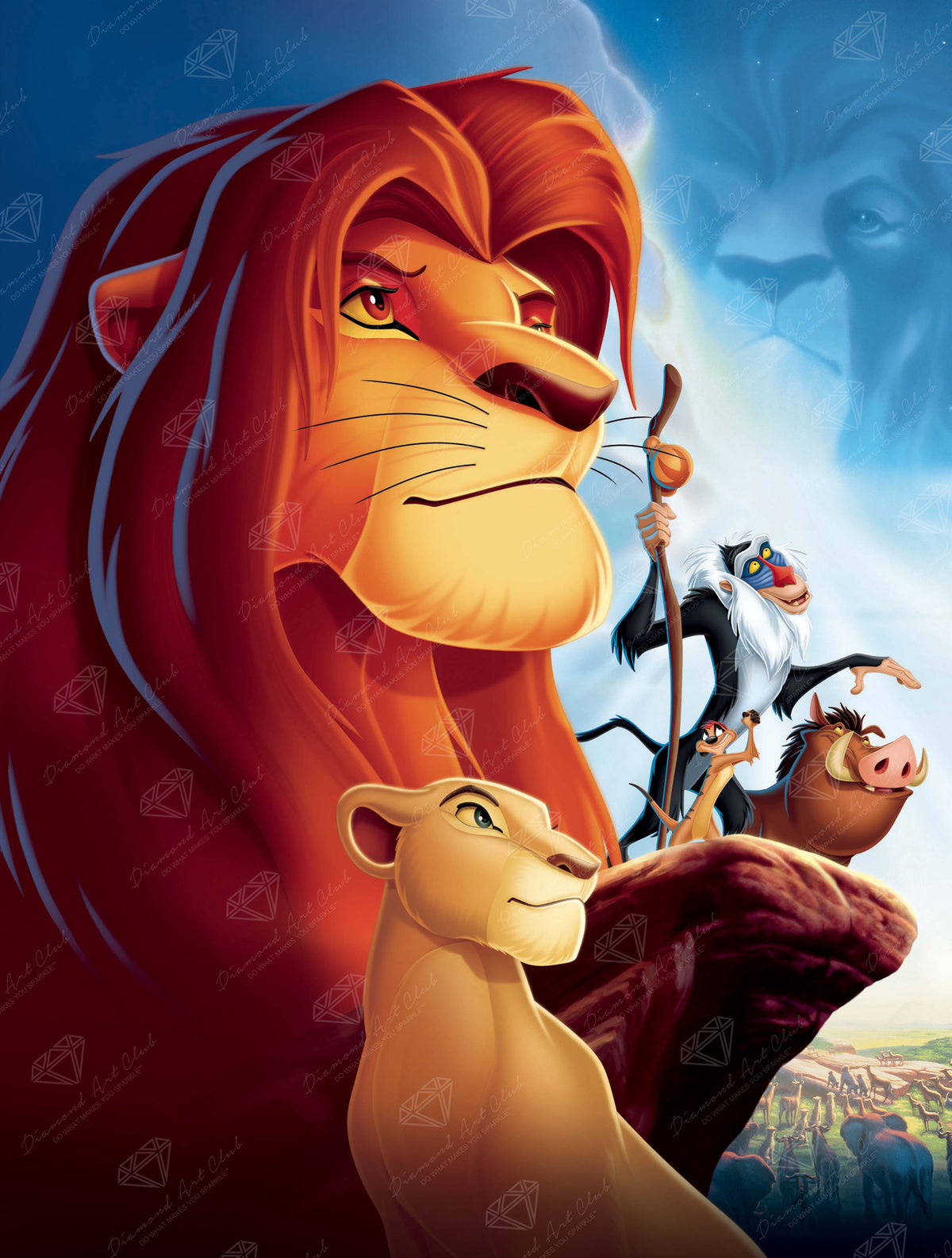 Diamond Painting The Lion King 22" x 29" (55.8cm x 73.7cm) / Square with 75 Colors including 7 Fairy Dust Diamonds / 66,304