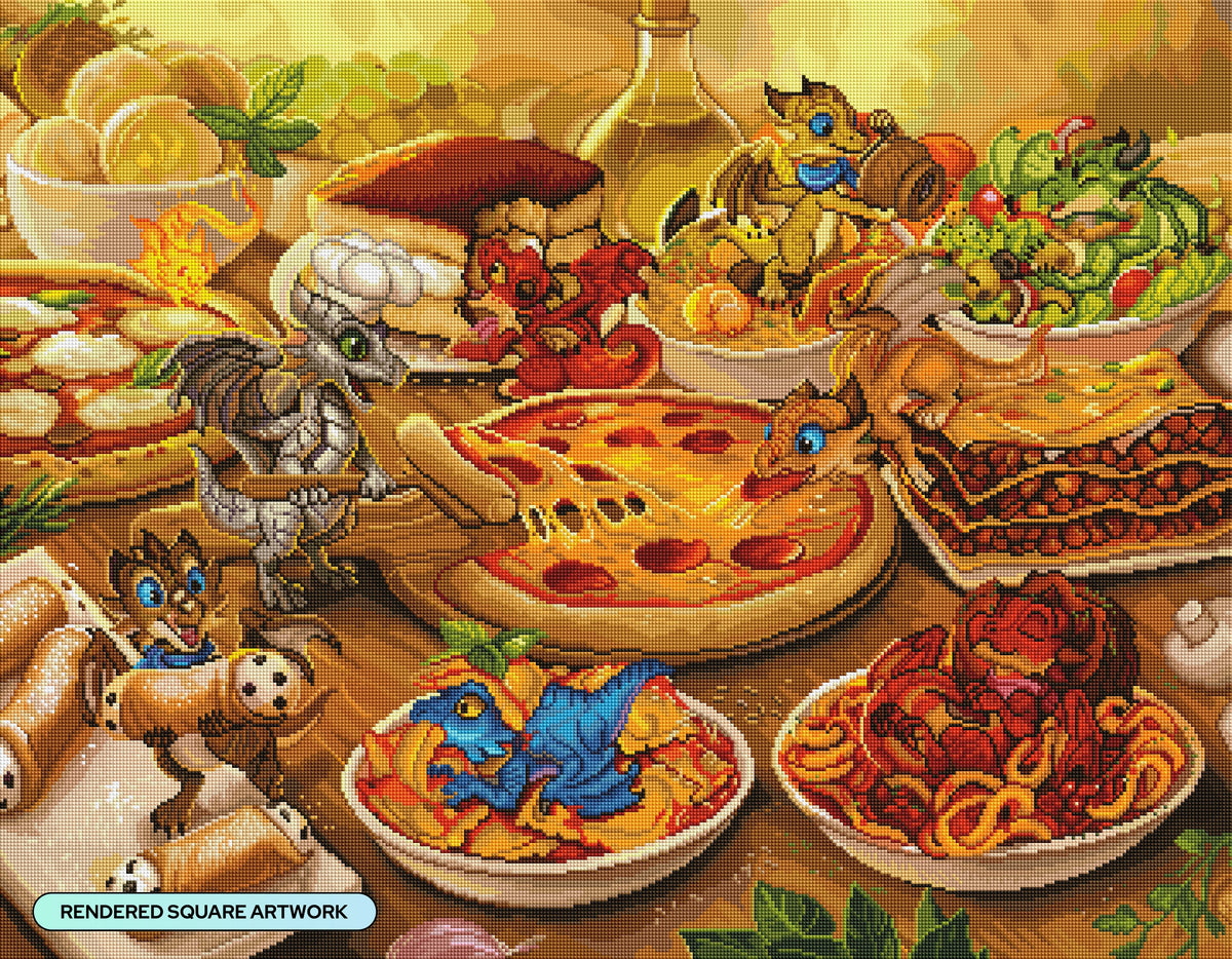 Diamond Painting The Little Ristorante 35.4" x 27.6" (89.9cm x 69.9cm) / Square With 84 Colors Including 3 ABs and 5 Fairy Dust Diamonds / 101,441