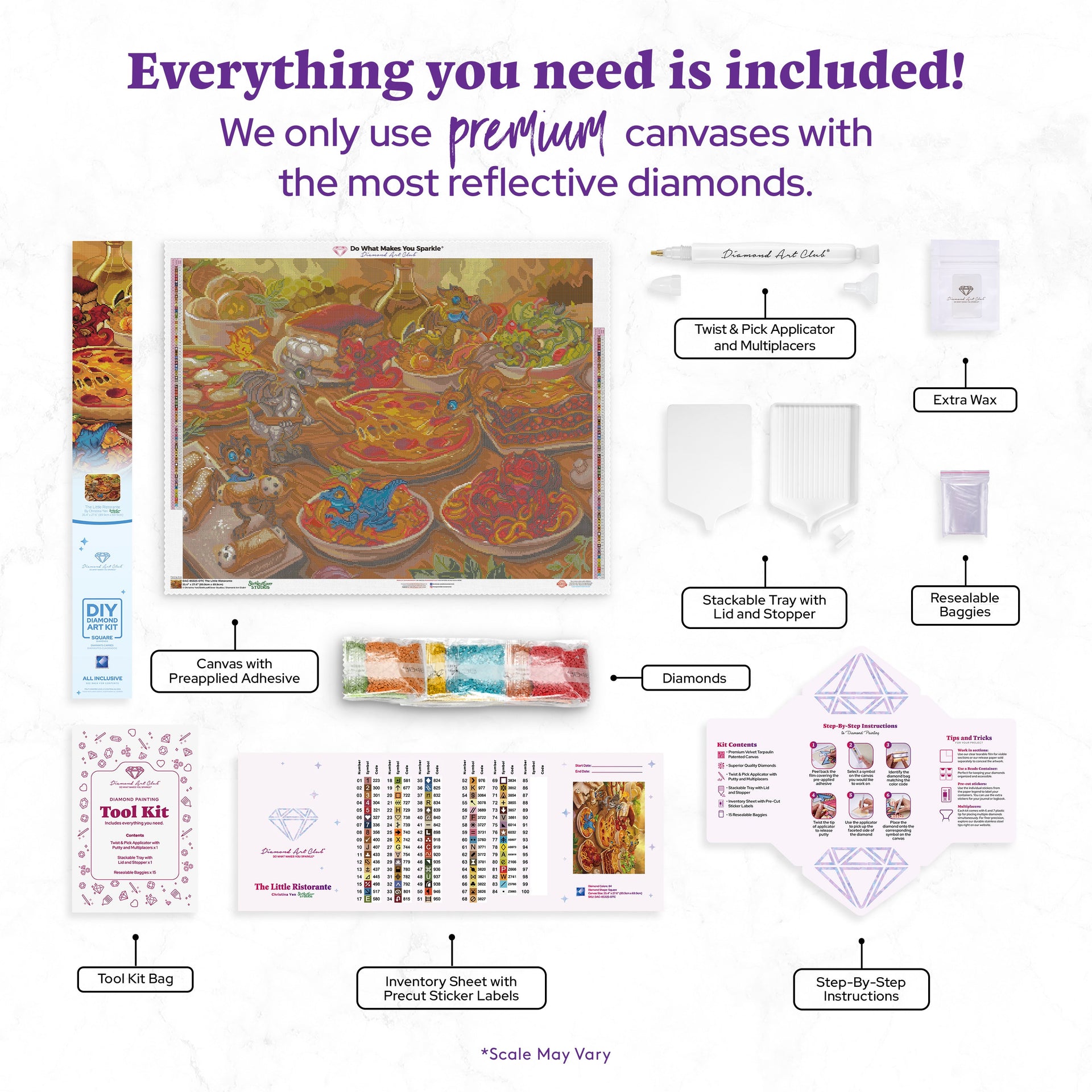 Diamond Painting The Little Ristorante 35.4" x 27.6" (89.9cm x 69.9cm) / Square With 84 Colors Including 3 ABs and 5 Fairy Dust Diamonds / 101,441