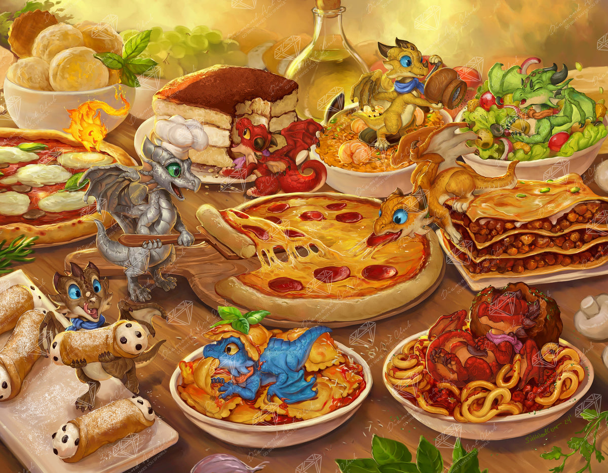 Diamond Painting The Little Ristorante 35.4" x 27.6" (89.9cm x 69.9cm) / Square With 84 Colors Including 3 ABs and 5 Fairy Dust Diamonds / 101,441