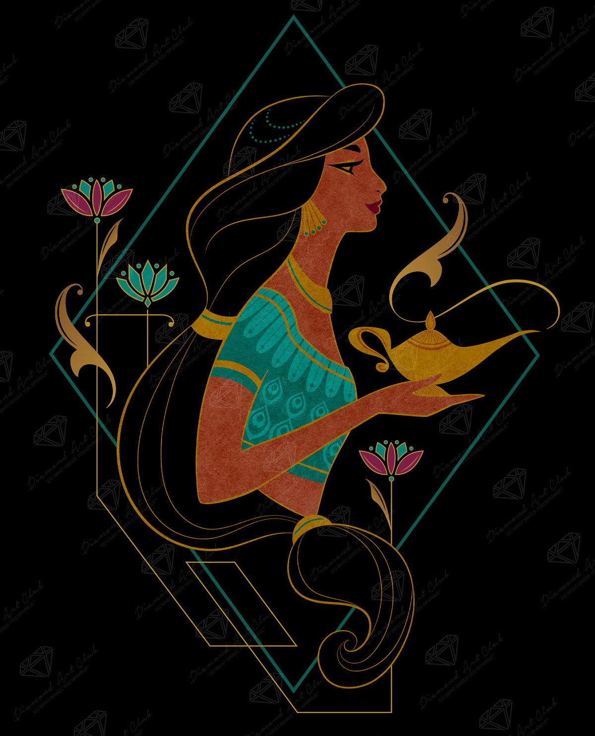 Diamond Painting The Magic Lamp 17" x 21" (42.8cm x 53cm) / Square with 10 Colors including 1 Iridescent Diamond and 2 Fairy Dust Diamonds / 36,636