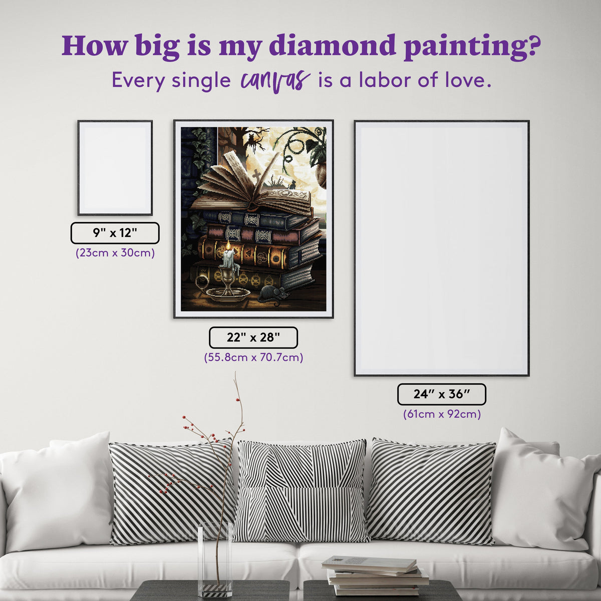 Diamond Painting The Midnight Library 22" x 28" (55.8cm x 70.7cm) / Square with 44 Colors including 1 AB and 5 Fairy Dust Diamonds / 63,616