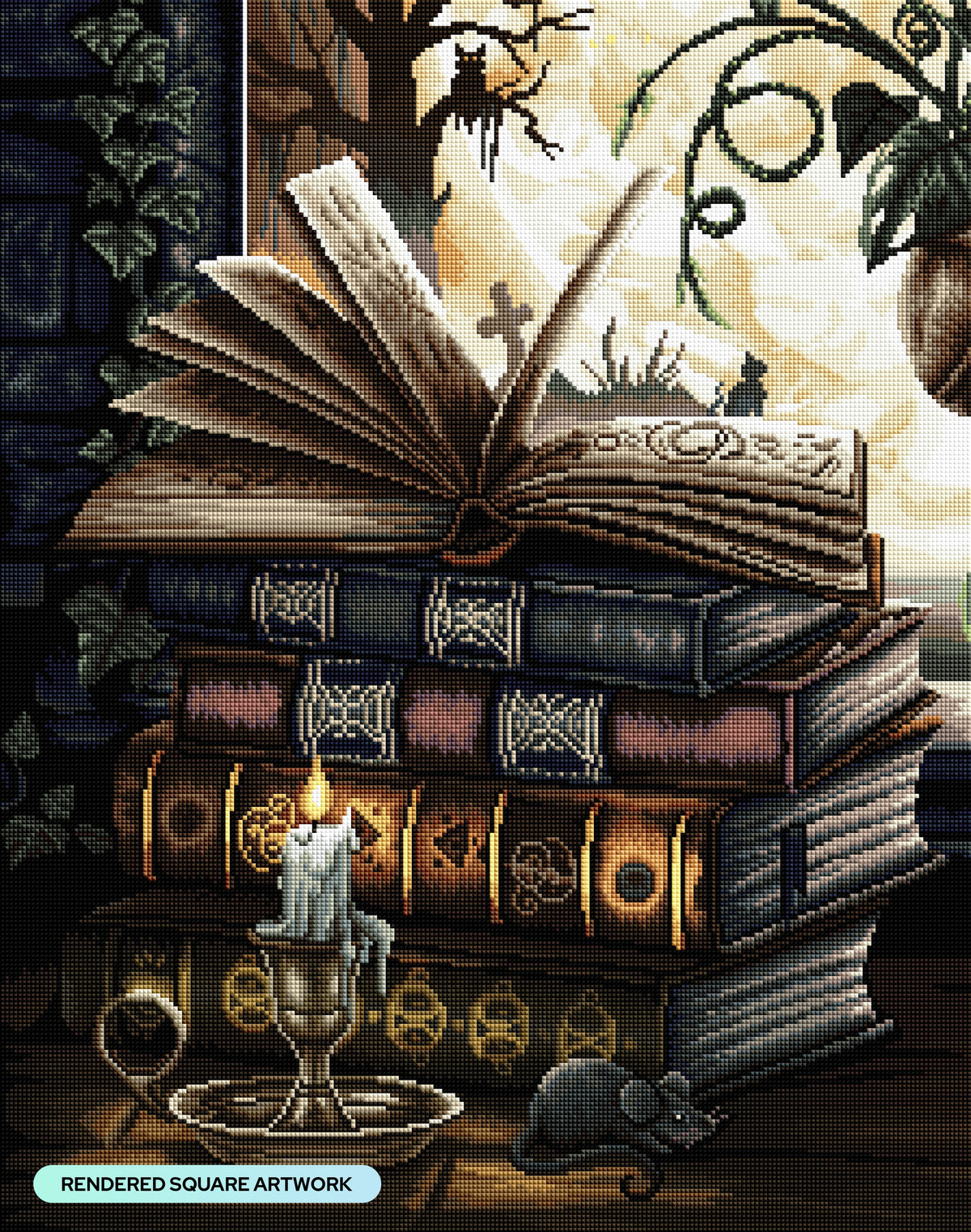 Diamond Painting The Midnight Library 22" x 28" (55.8cm x 70.7cm) / Square with 44 Colors including 1 AB and 5 Fairy Dust Diamonds / 63,616
