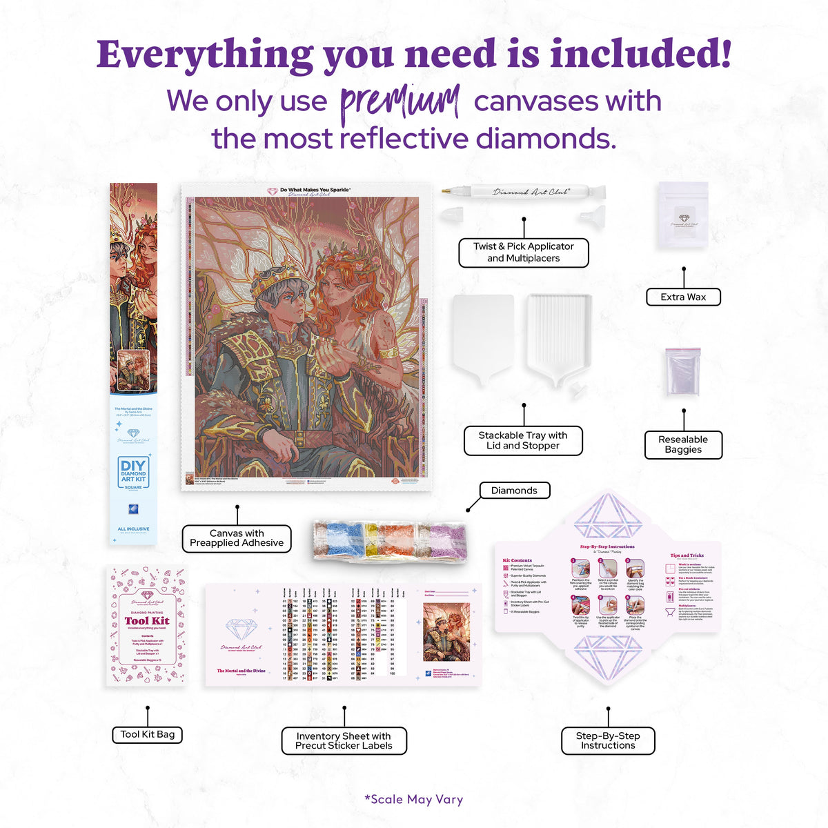 Diamond Painting The Mortal and the Divine 25.6" x 31.9" (65cm x 80.9cm) / Square with 79 Colors including 1 AB and 1 Electro Diamond and 3 Iridescent Diamonds and 2 Fairy Dust Diamonds / 84,825