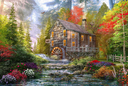 Diamond Painting The Old Wood Mill 41.3" x 27.6" (105cm x 70cm) / Square with 63 Colors including 5 ABs and 2 Fairy Dust Diamonds / 118,301