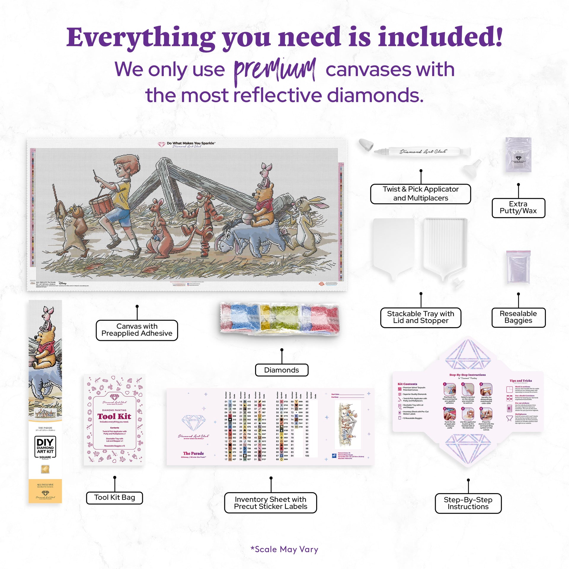 Diamond Painting The Parade 50" x 22" (127cm x 55.88cm) / Square with 76 Colors including 2 Fairy Dust Diamonds / 114,240