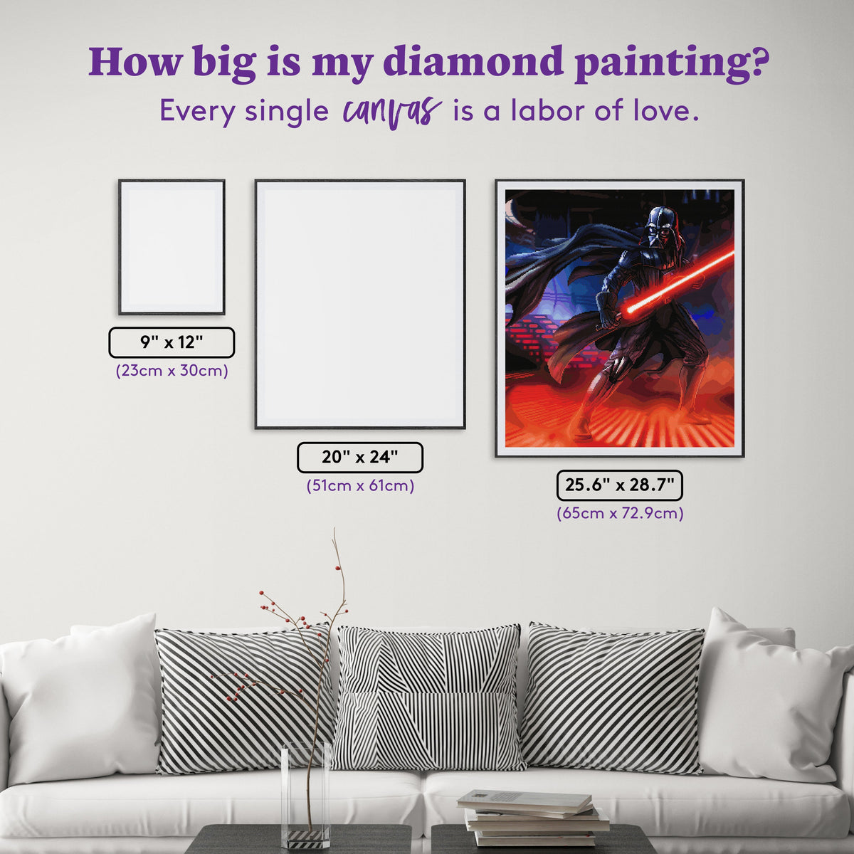 Diamond Painting The Power of the Dark Side 25.6" x 28.7" (65cm x 72.9cm) / Square with 79 Colors including 1 iridescent Diamond and 4 Fairy Dust Diamonds / 76,473