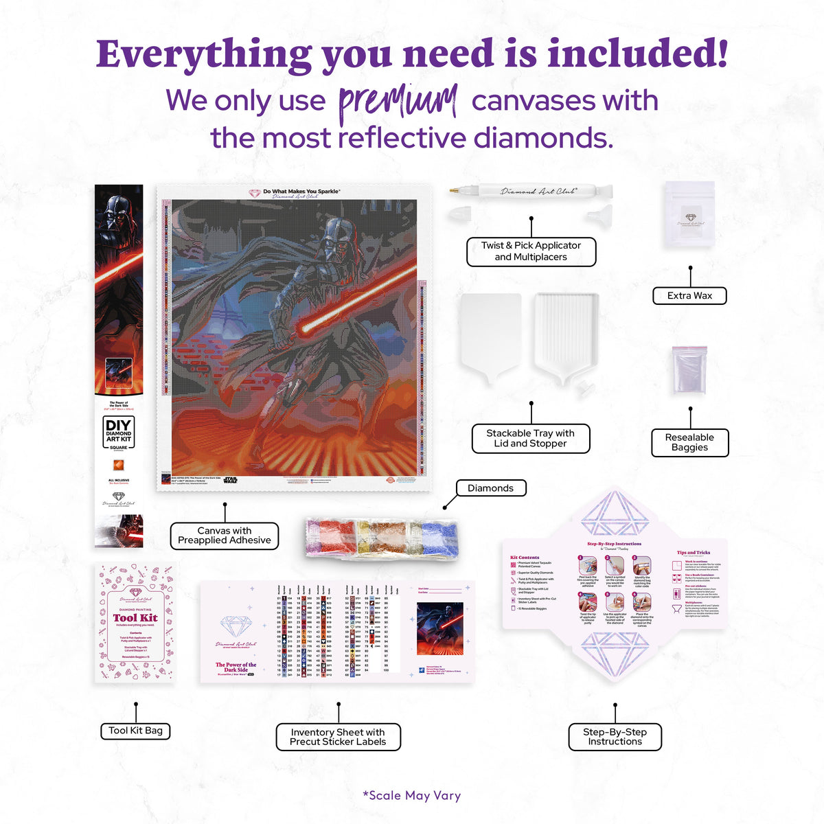 Diamond Painting The Power of the Dark Side 25.6" x 28.7" (65cm x 72.9cm) / Square with 79 Colors including 1 iridescent Diamond and 4 Fairy Dust Diamonds / 76,473